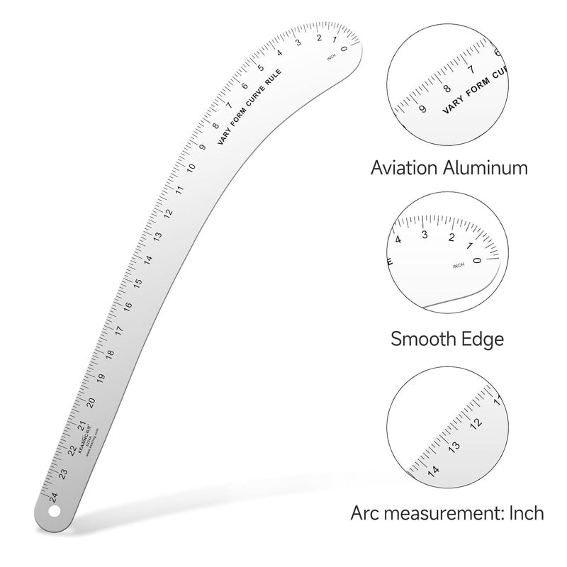 KEARING French Curve Ruler - 24 Inch Aluminum for Pattern Making, Sewing, Quilting & Design - Image 4